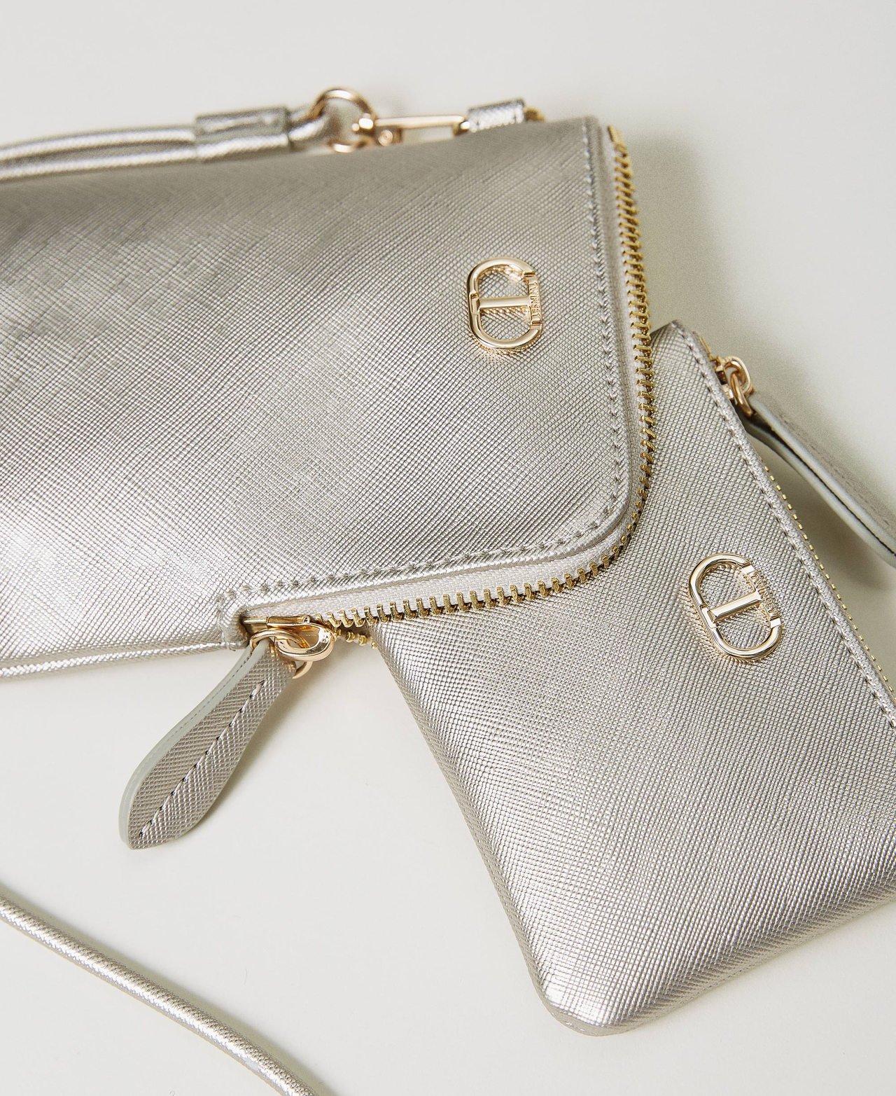 Smartphonetasche und Kartenetui mit Oval T Silber Frau 241TH701D_00995_03