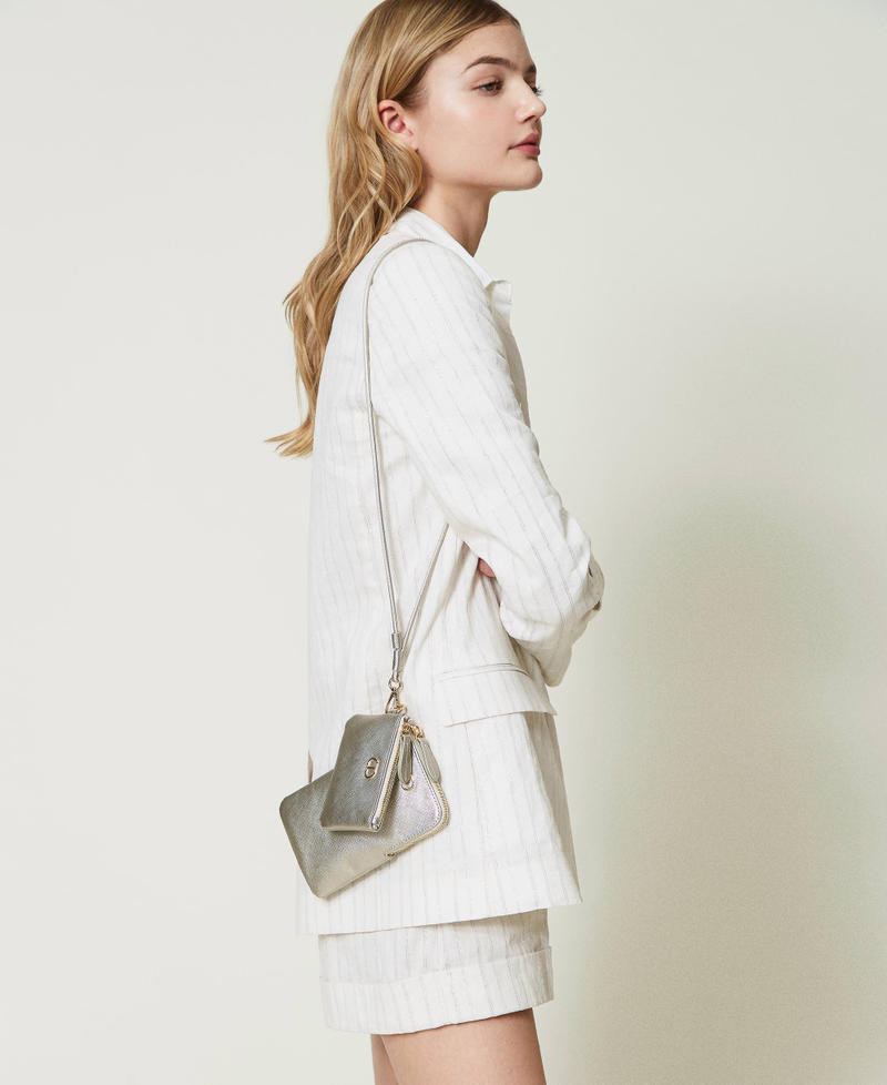 Smartphonetasche und Kartenetui mit Oval T Silber Frau 241TH701D_00995_S0