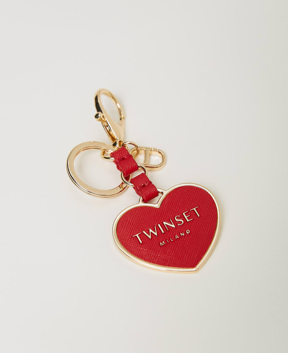 Heart-shaped keyring with logo Lacquer Red Woman 241TH7021_00678_01