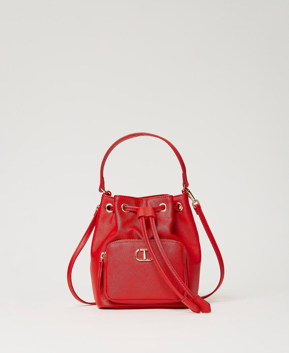 Mini borsa a secchiello con Oval T Rosso Lacca Donna 241TH7030_00678_01