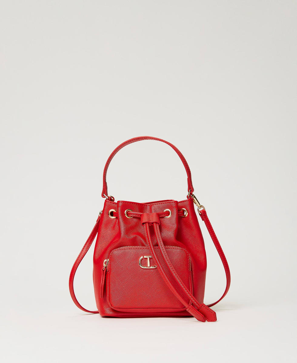 Mini borsa a secchiello con Oval T Rosso Lacca Donna 241TH7030_00678_01