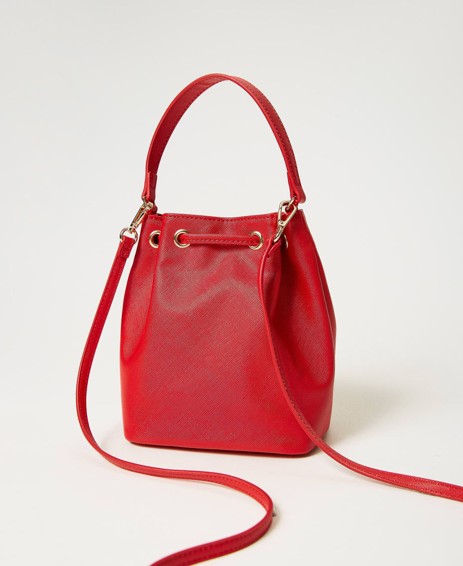 Mini borsa a secchiello con Oval T Rosso Lacca Donna 241TH7030_00678_03