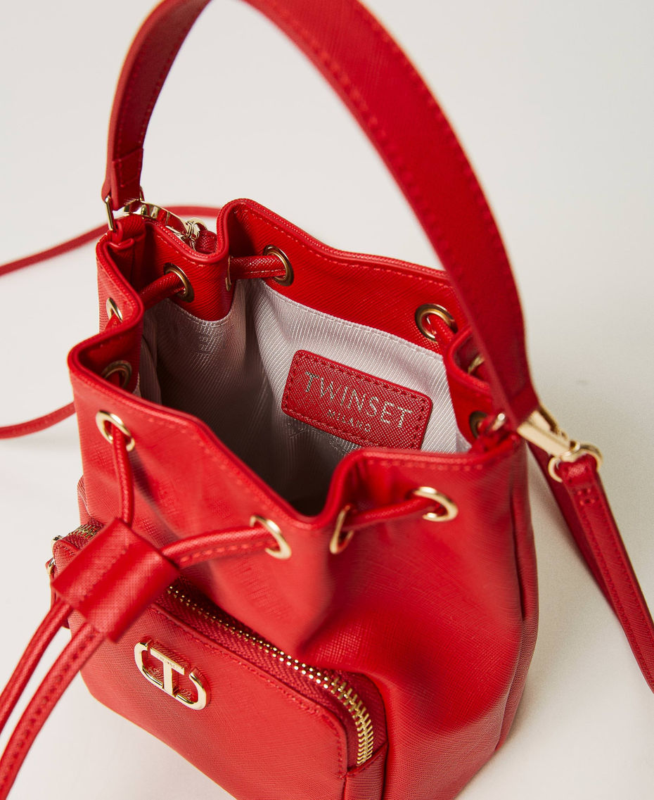 Mini borsa a secchiello con Oval T Rosso Lacca Donna 241TH7030_00678_04