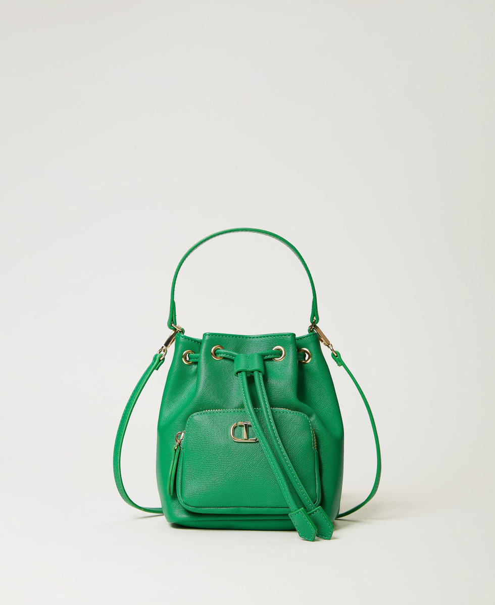 Mini bucket bag with Oval T &ldquo;Flag Green&rdquo; Woman 241TH7030_00928_01