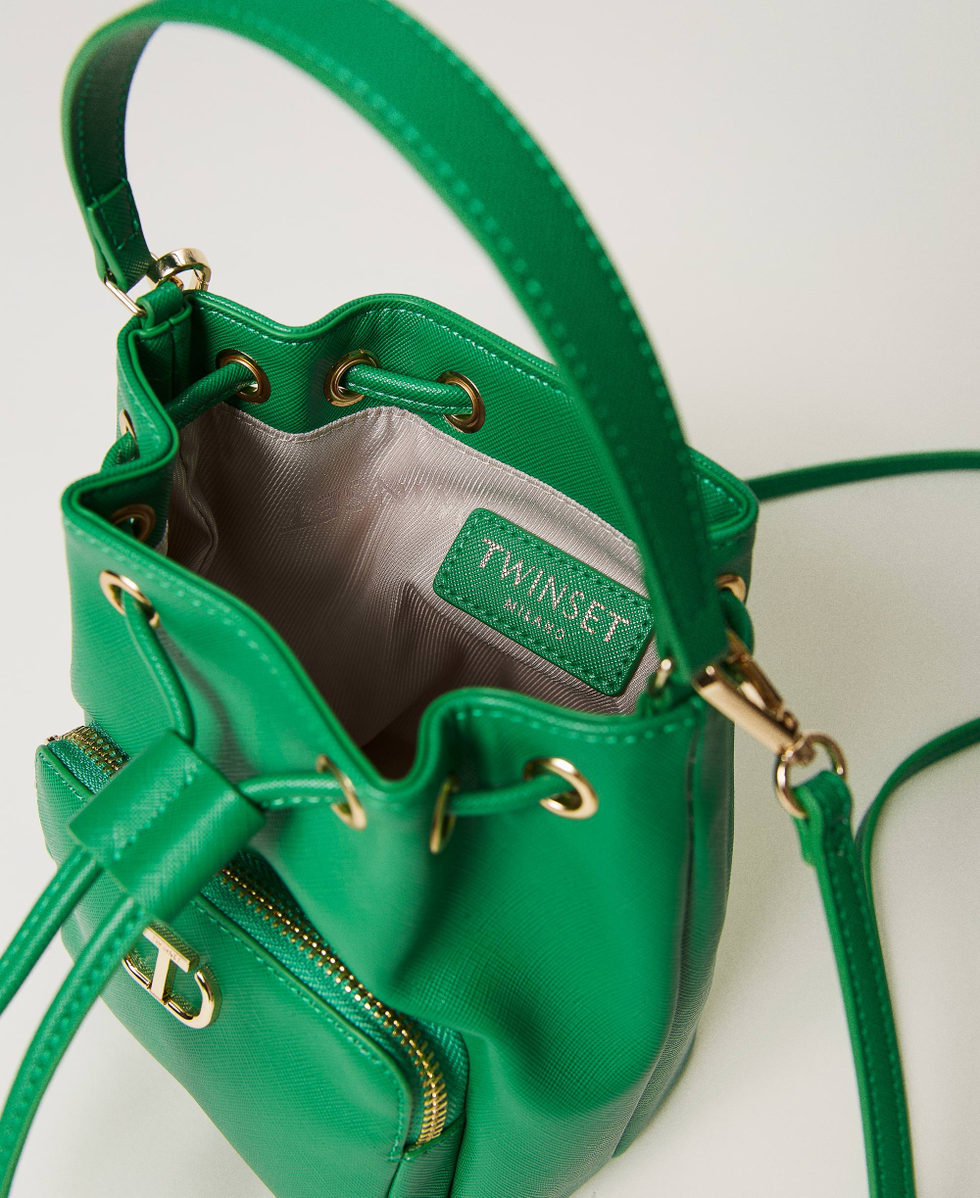 Mini bucket bag with Oval T &ldquo;Flag Green&rdquo; Woman 241TH7030_00928_04