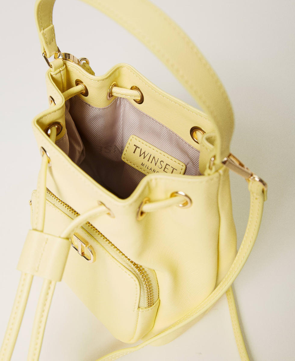 Mini bucket bag with Oval T “Light Lemon” Yellow Woman 241TH7030_04615_04