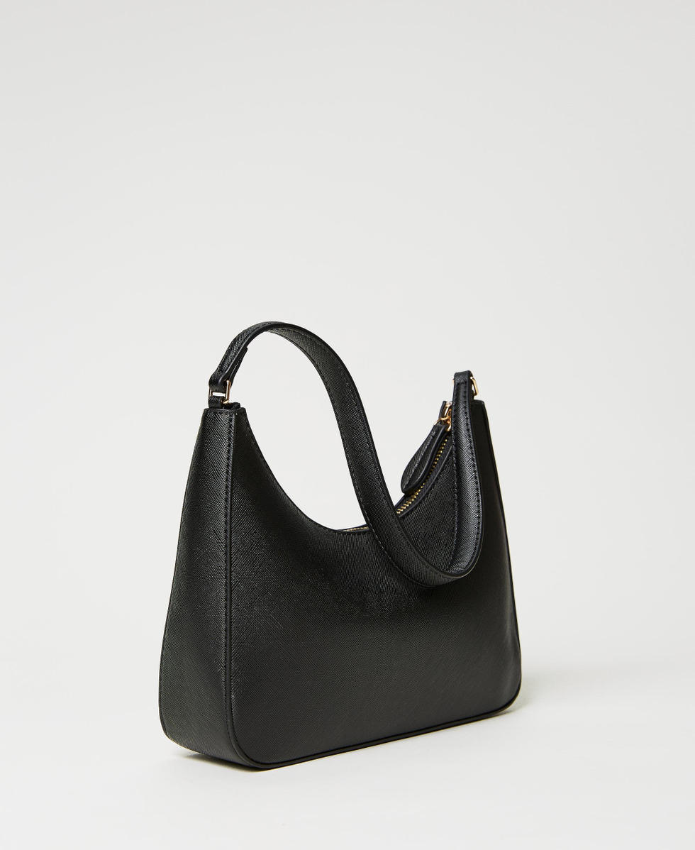Mini hobo bag with Oval T Woman, Black | TWINSET Milano