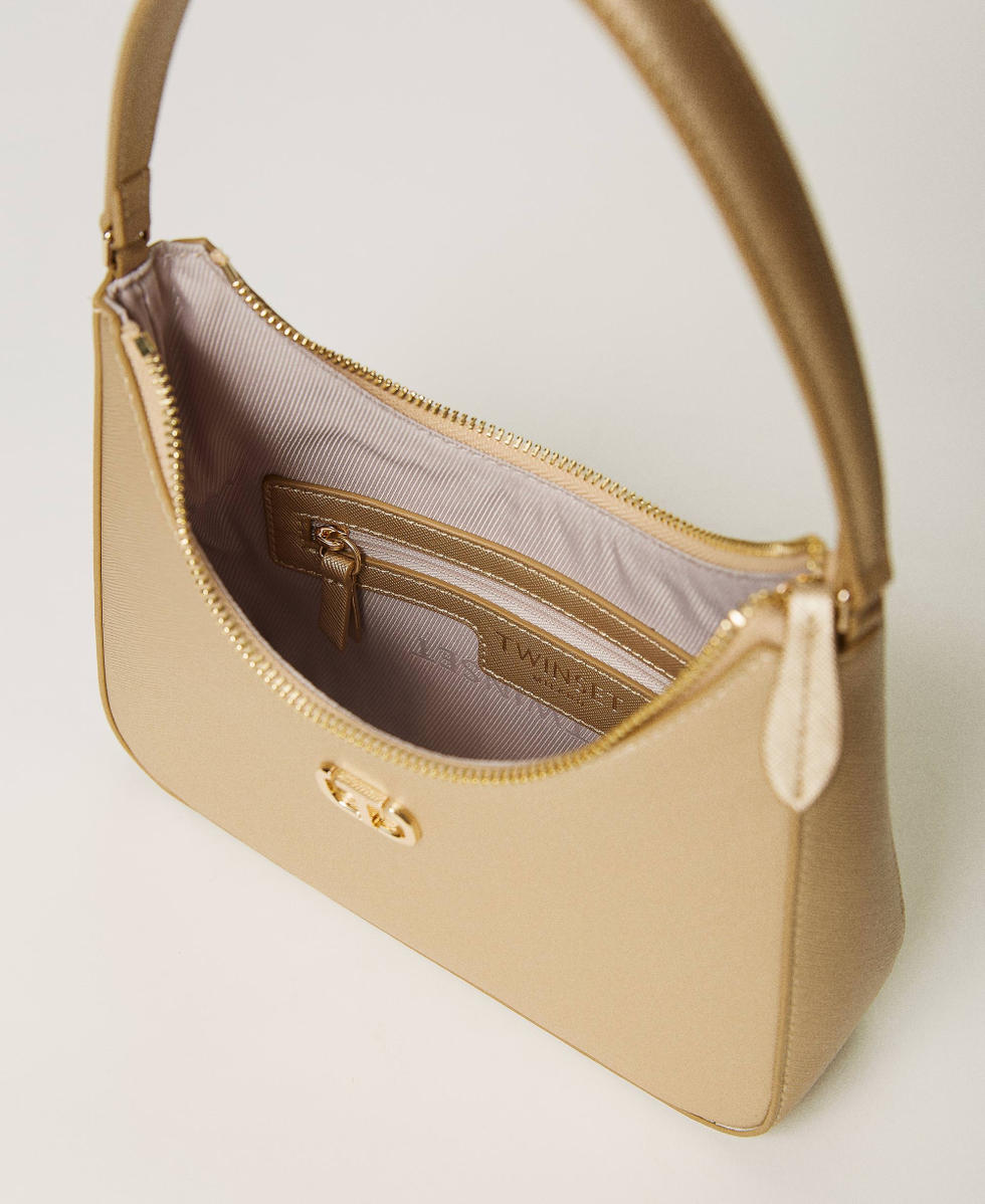 Mini hobo bag with Oval T Woman, Gold | TWINSET Milano