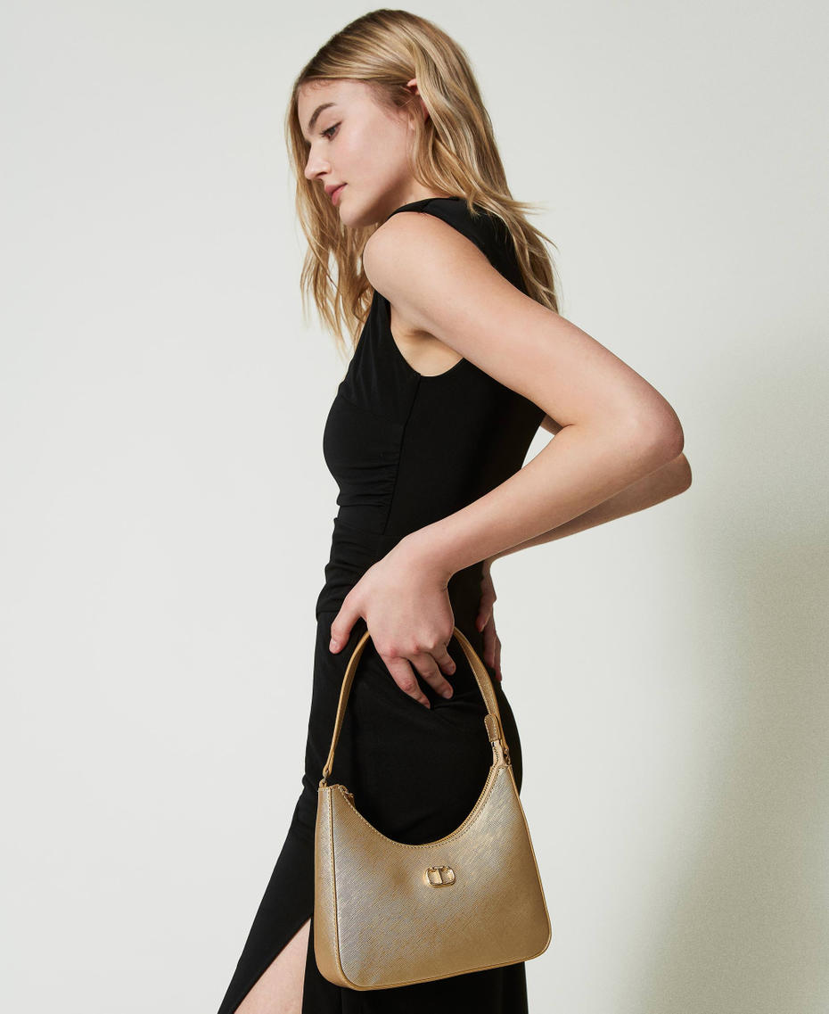 Mini hobo bag with Oval T &ldquo;Golden Precious&rdquo; Gold Woman 241TH7032_11309_S0