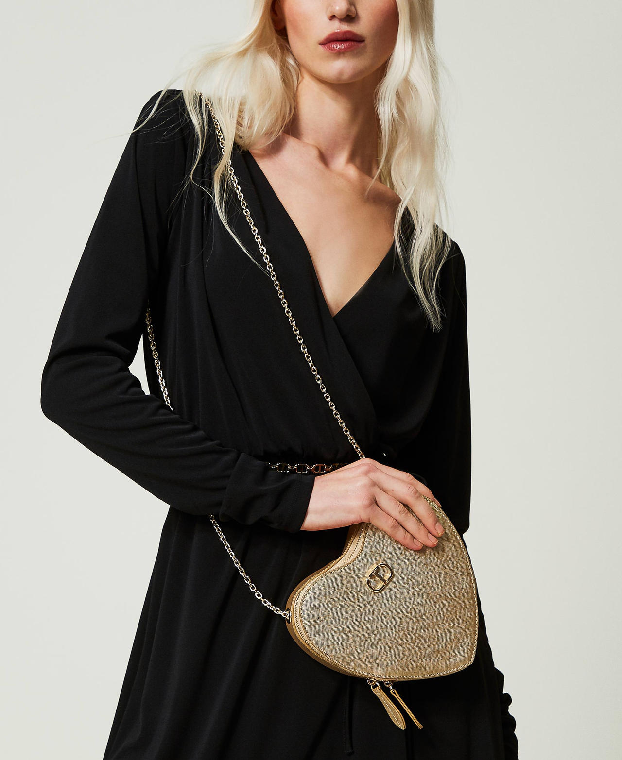 Mon Amour' heart-shaped bag Woman, Gold | TWINSET Milano