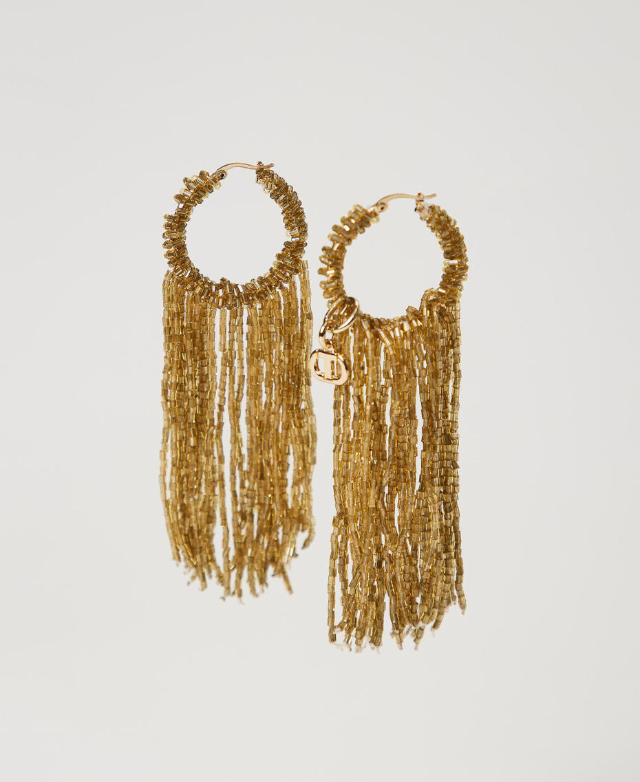 Beaded fringe earrings Gold Yellow Woman 241TO5010-01