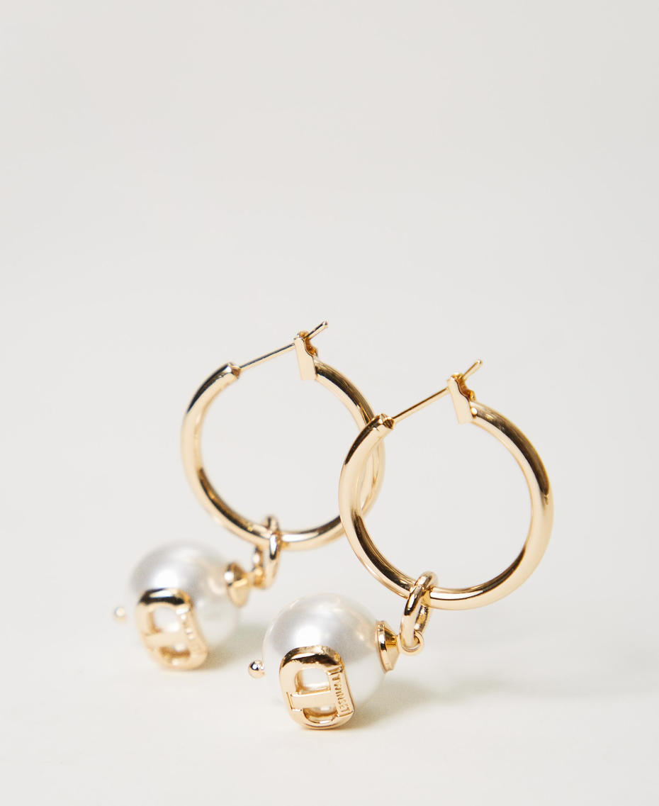 Hoop earrings with pearl and Oval T New Gold Woman 241TO5040-01
