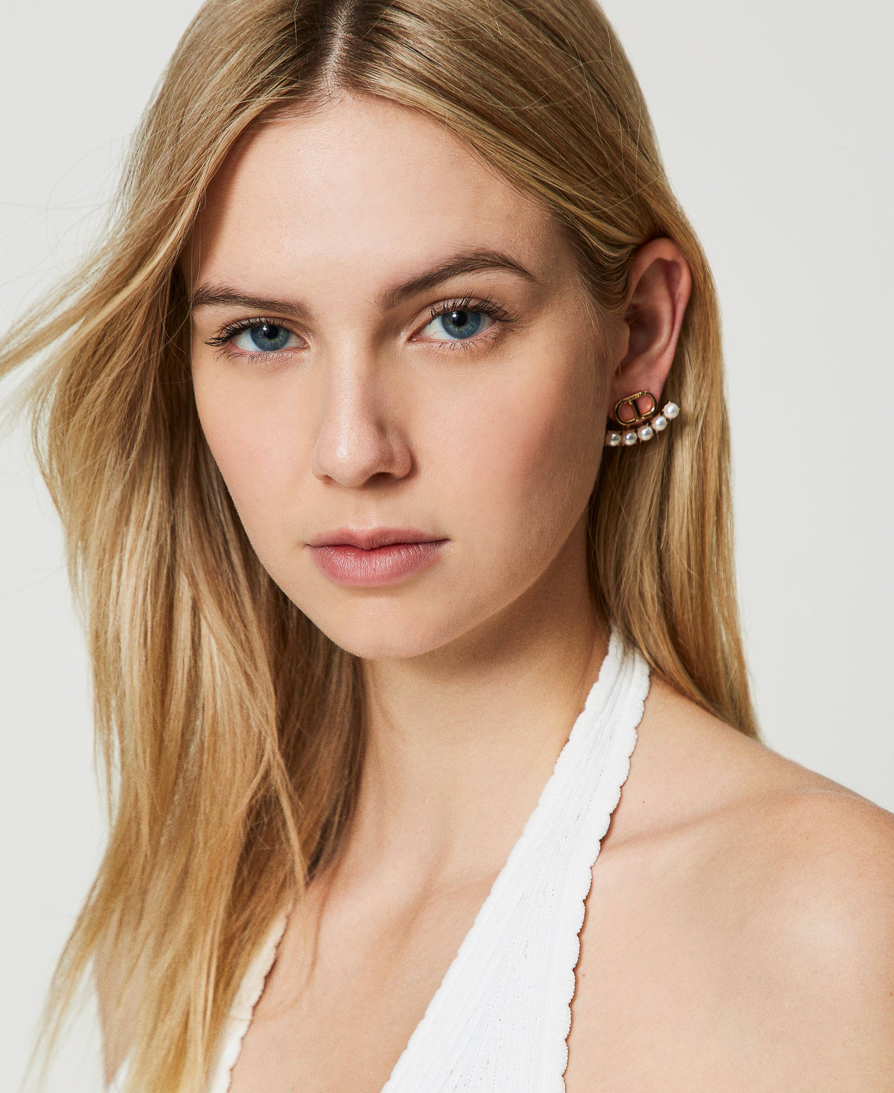 Orecchini con perle e Oval T New Gold Donna 241TO5070_10630_S0