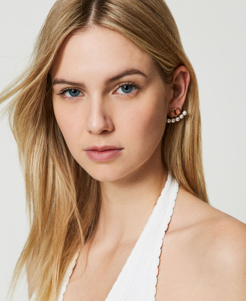 Orecchini con perle e Oval T New Gold Donna 241TO5070_10630_S0