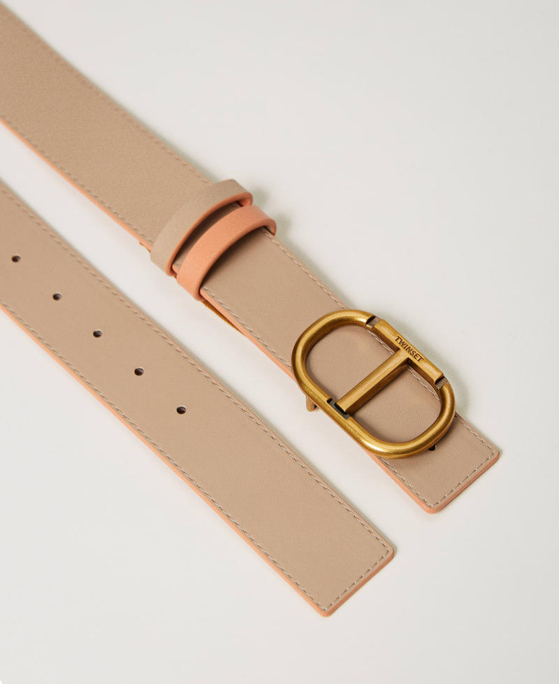 Reversible leather belt with loops Two-tone “Canyon Sunset" Orange /”Cold Sand” Beige Woman 241TO5091-02