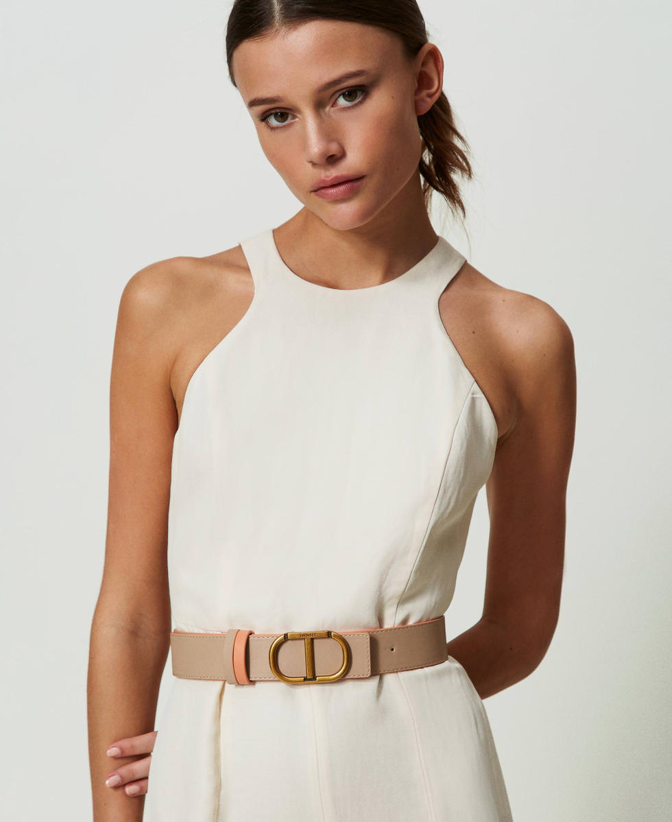 Ceinture réversible en cuir avec passants