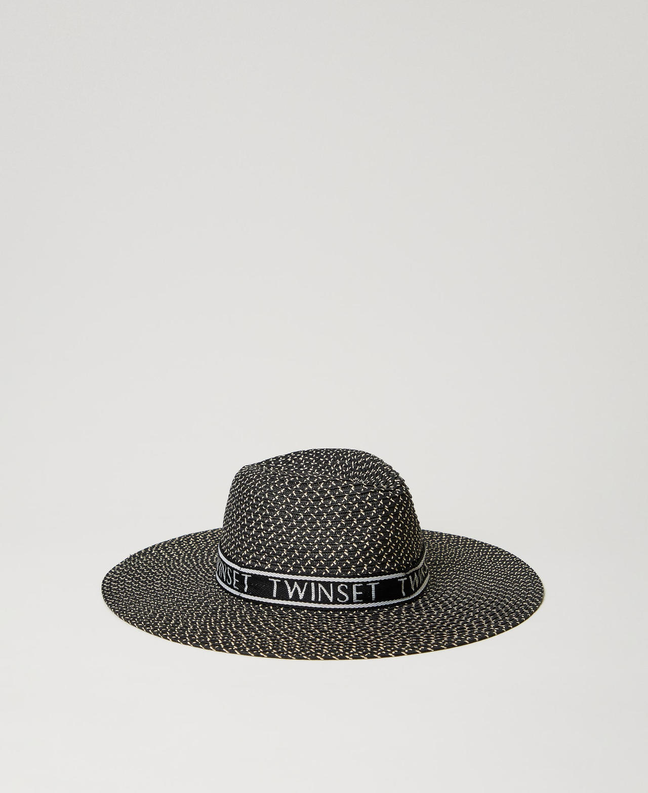 twinset accessori - cappello a tesa larga con logo, nero, taglia unica donna