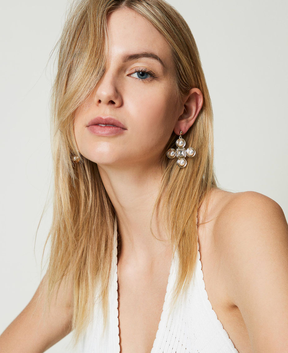 Boucles d&rsquo;oreilles pendantes en croix New Gold Femme 241TO5200_10630_S0