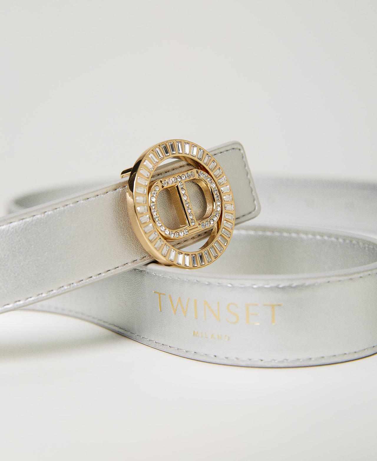 Ceinture lamée avec boucle Oval T
