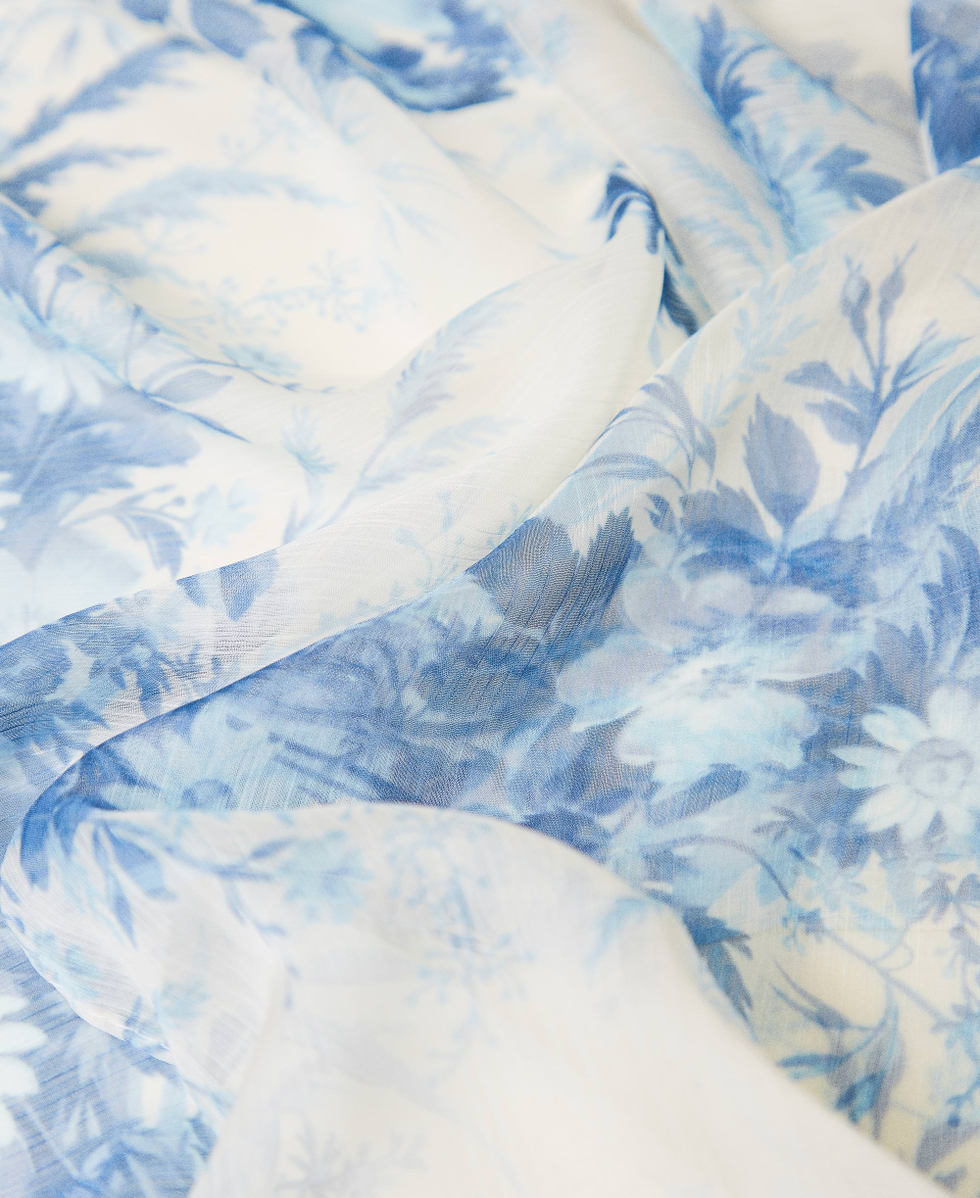 Stola mit Blumenprint Print Toile de Jouy Elfenbein / Blue Chalcedonie Frau 241TO5340_11679_02