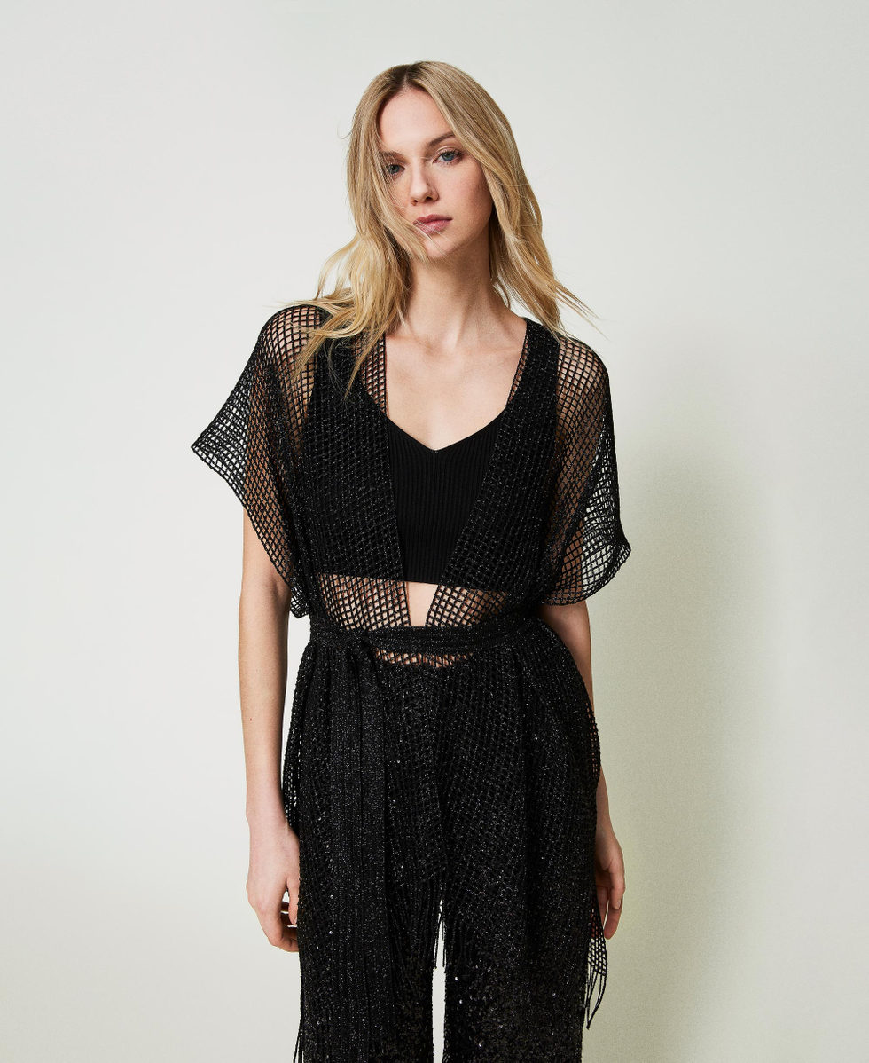 Netzkimono mit Fransen