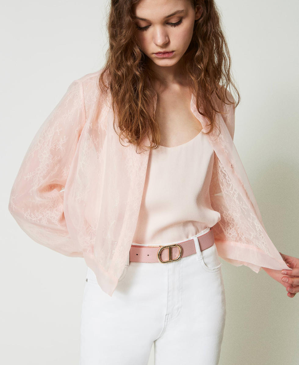 Reversible belt with Oval T buckle Woman, Pink | TWINSET Milano