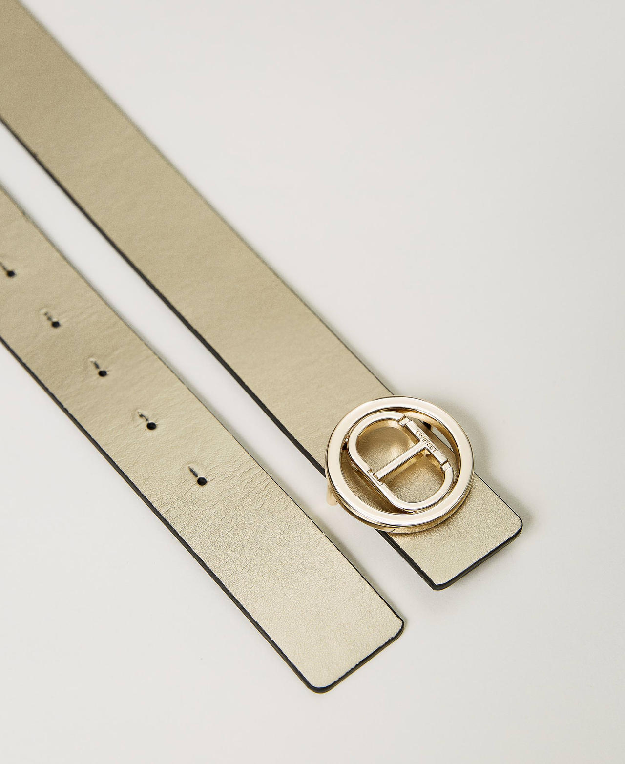 Reversible belt with Oval T and ring Two-tone Black / Gold Woman 241TO5550-02
