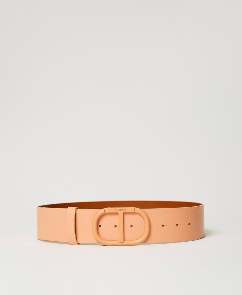 Belt with enamelled Oval T buckle "Canyon Sunset" Orange Woman 241TO5560-01
