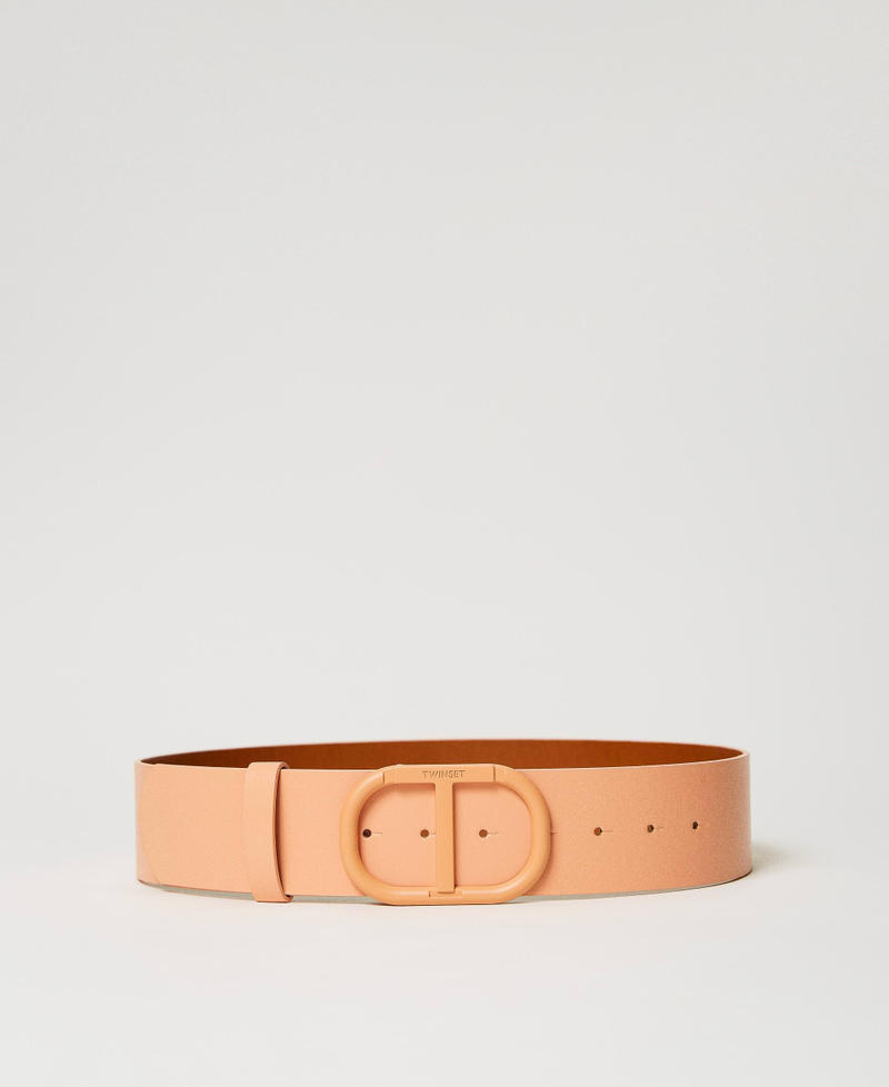 Belt with enamelled Oval T buckle "Canyon Sunset" Orange Woman 241TO5560_11536_01