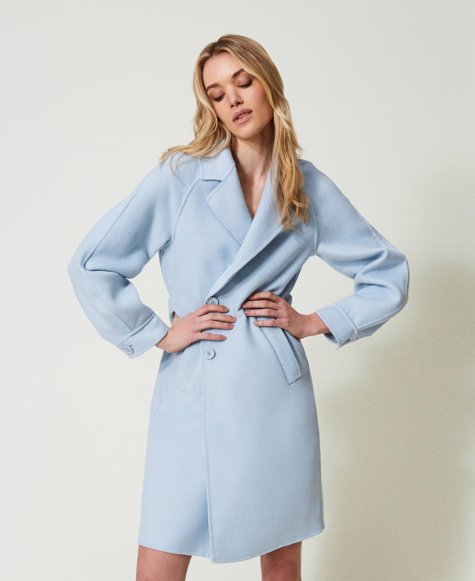 Doubled wool blend cloth coat