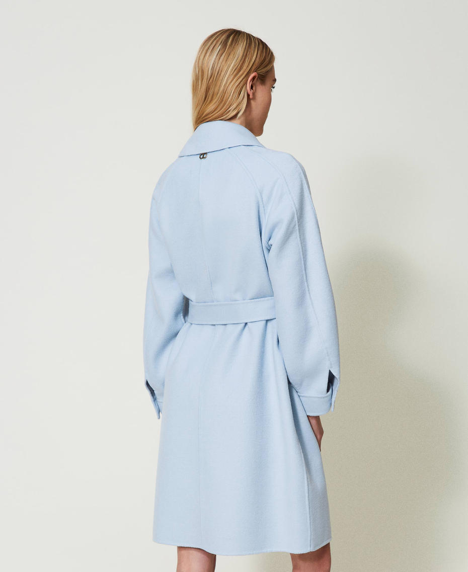 Doubled wool blend cloth coat "Blue Tear" Light Blue Woman 241TP2010-04
