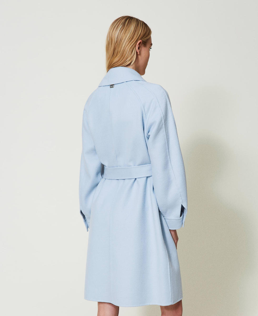 Doubled wool blend cloth coat "Blue Tear" Light Blue Woman 241TP2010_11307_04