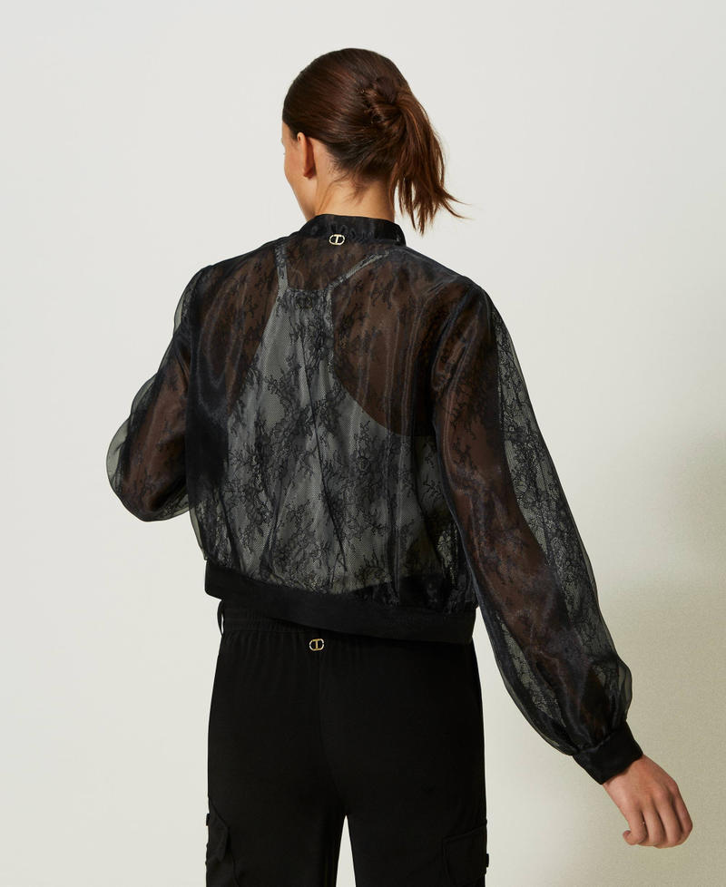 Organza and lace bomber jacket Black Woman 241TP2020-03