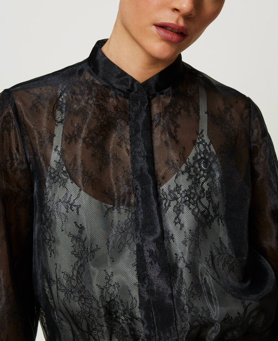 Organza and lace bomber jacket Black Woman 241TP2020_00006_04