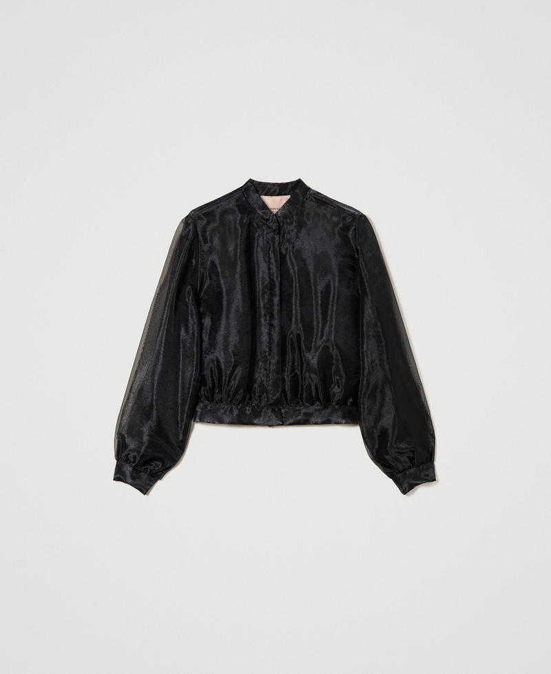 Organza and lace bomber jacket Black Woman 241TP2020_00006_S0