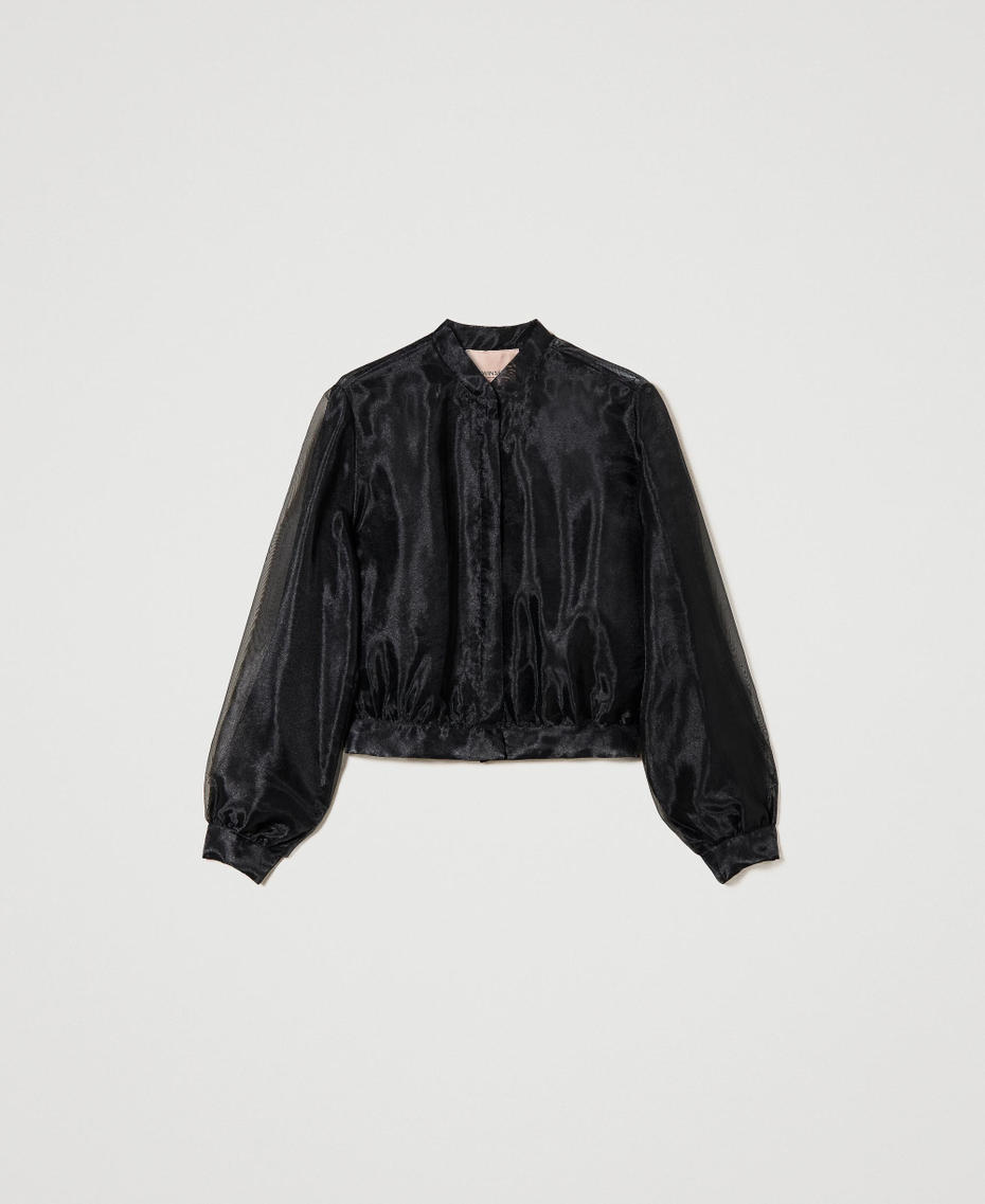 Organza and lace bomber jacket Black Woman 241TP2020_00006_S0