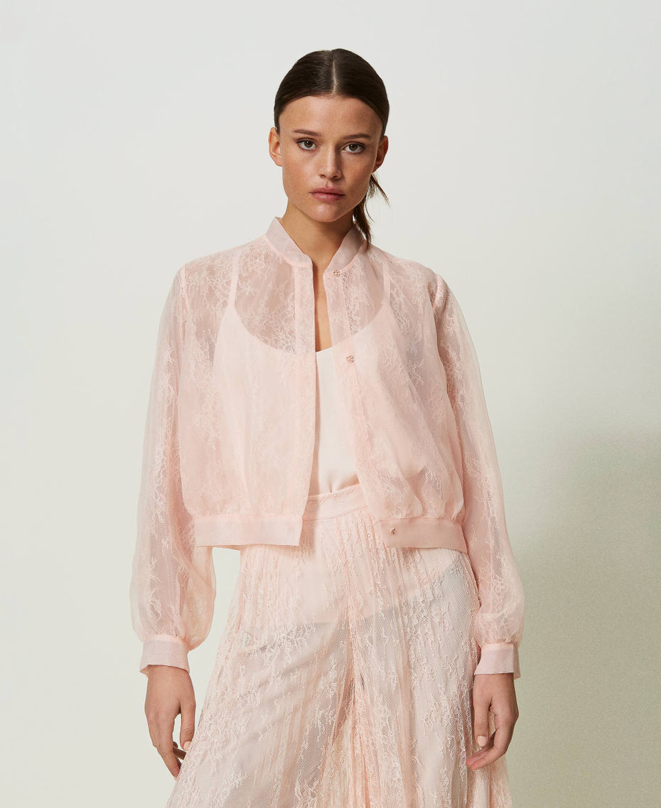 Giacca a bomber in organza e pizzo Rosa Cupcake Donna 241TP2020_00178_01
