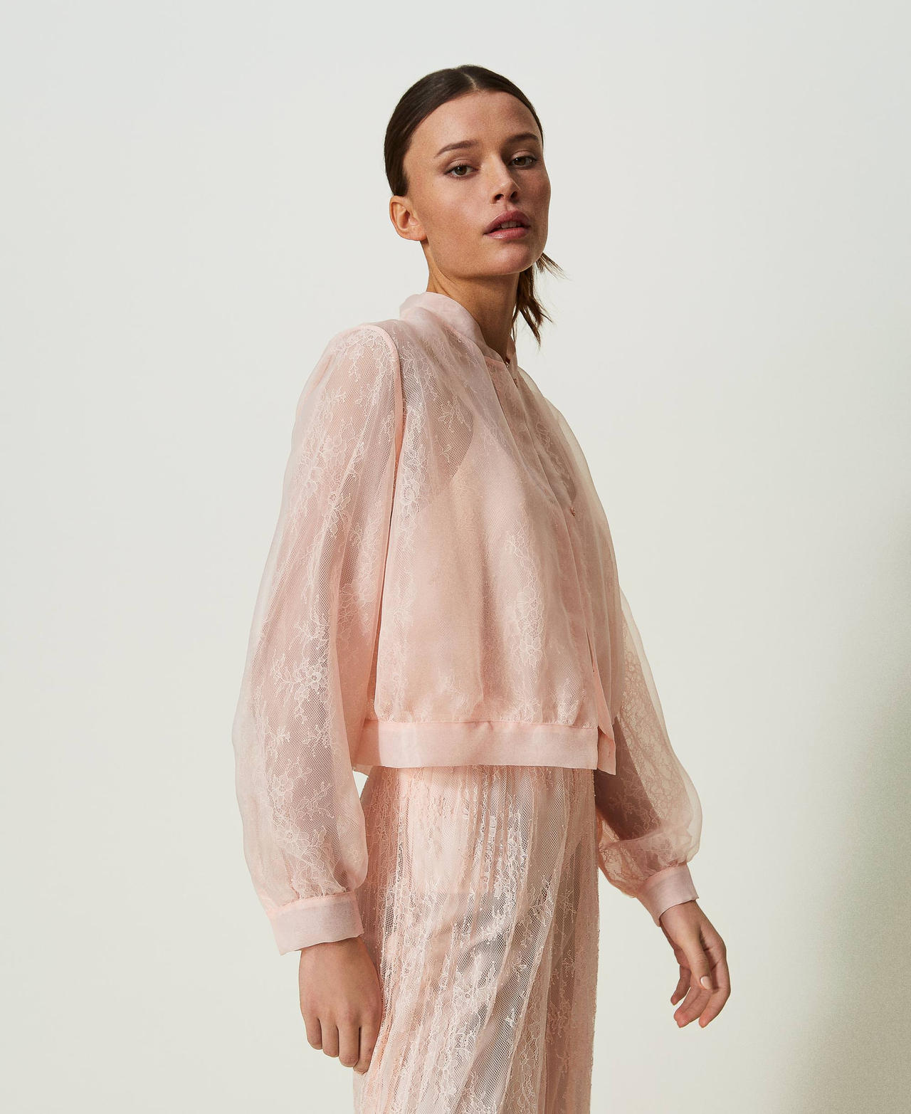 Giacca a bomber in organza e pizzo Rosa Cupcake Donna 241TP2020_00178_02