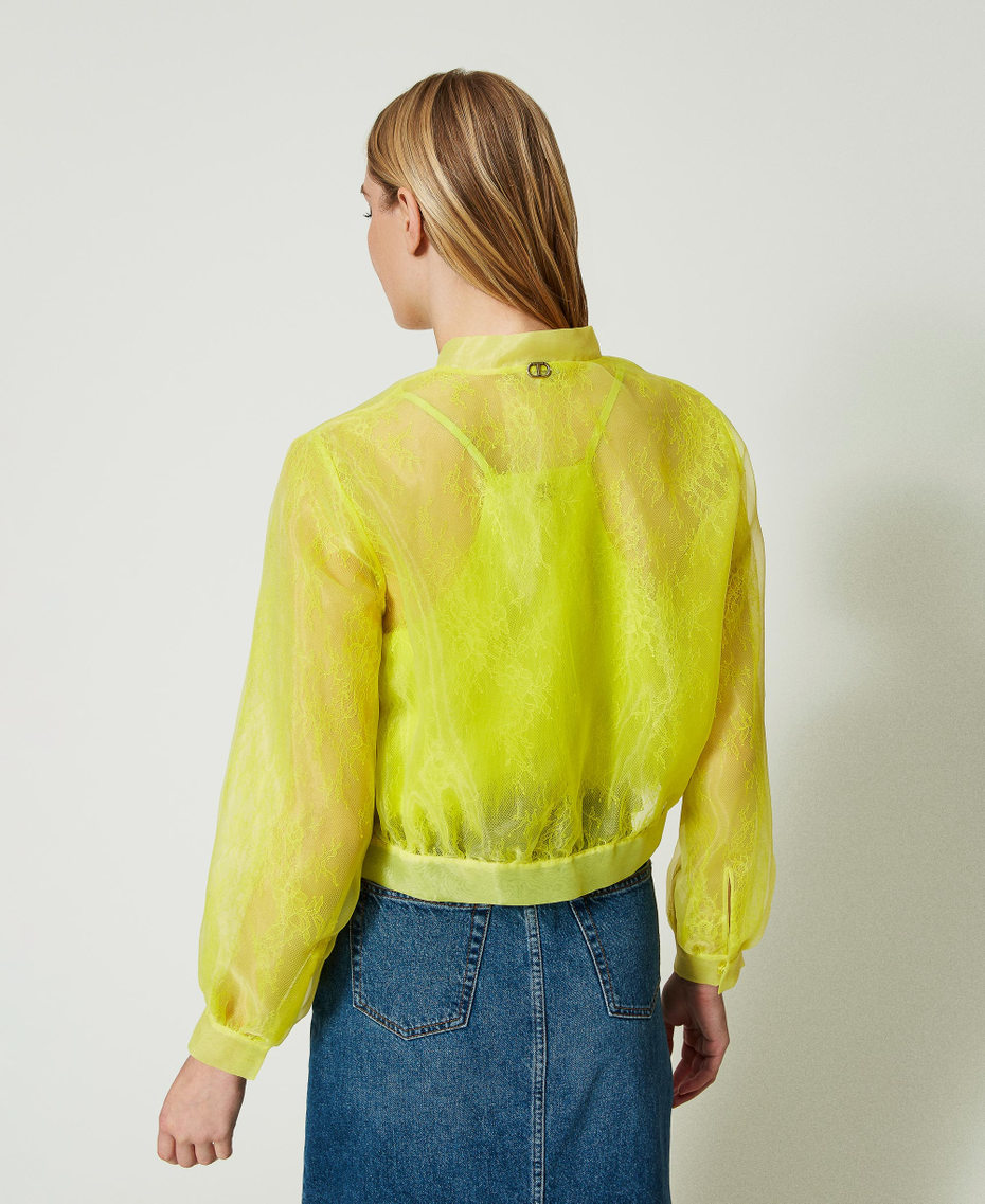 Organza and lace bomber jacket