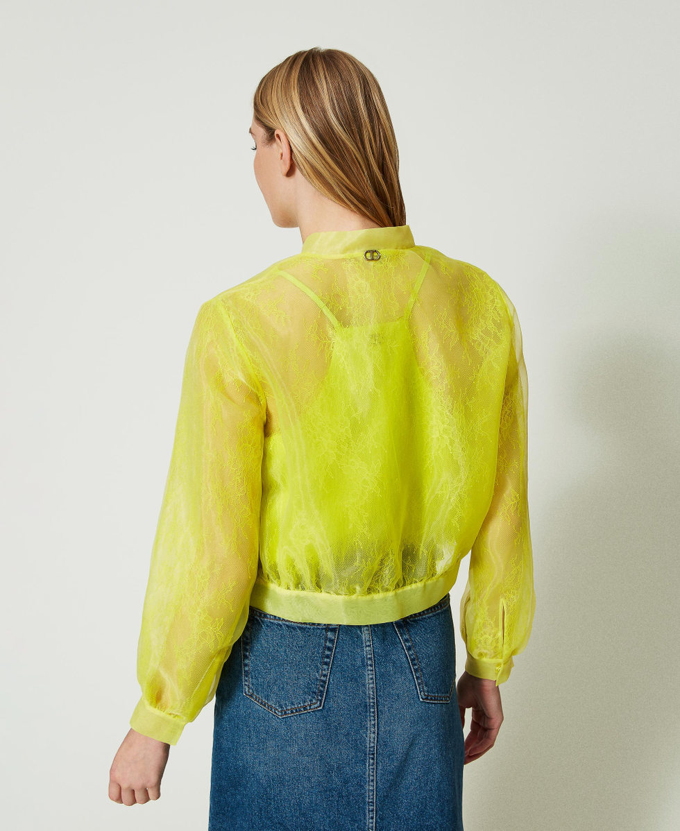 Organza and lace bomber jacket Woman, Yellow