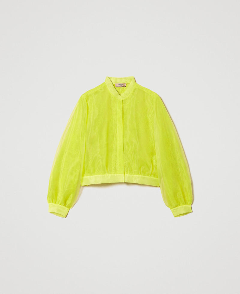 Organza and lace bomber jacket