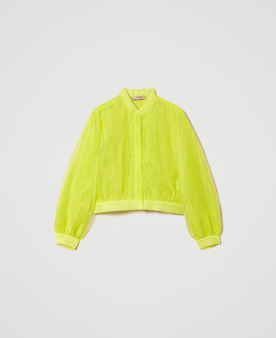 Organza and lace bomber jacket