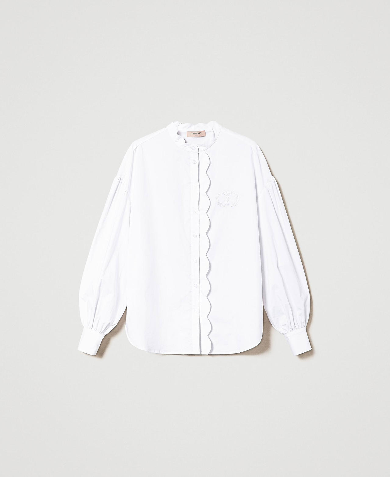 Poplin shirt with scalloped edge White Woman 241TP2080-0S