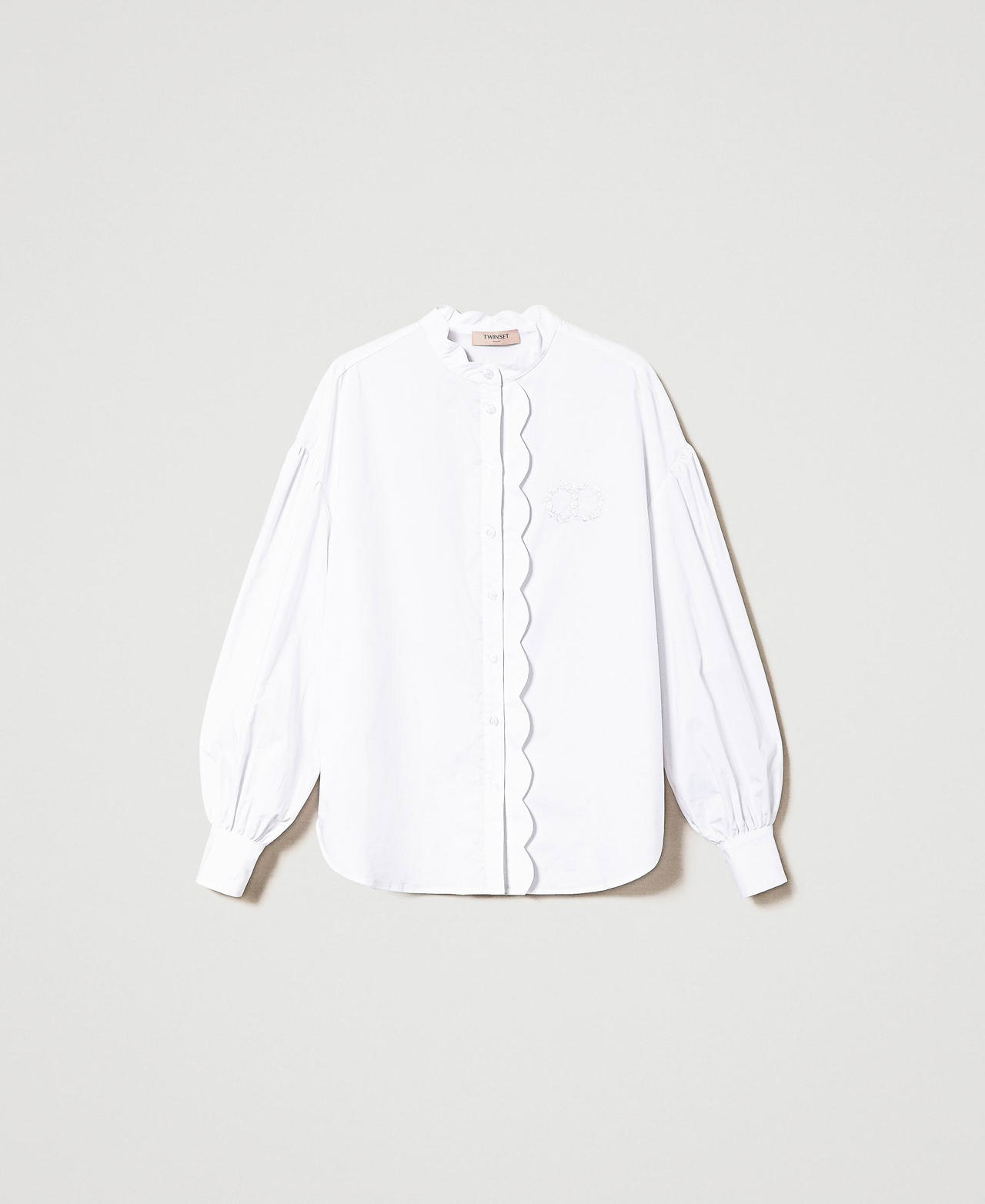 Camicia in popeline con smerlo Bianco Donna 241TP2080_00001_0S