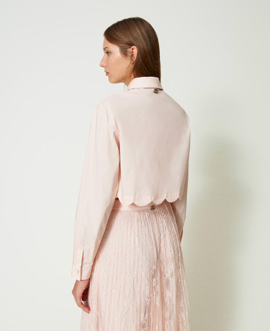 Camicia cropped in popeline con smerlo Rosa Cupcake Donna 241TP2081_00178_04
