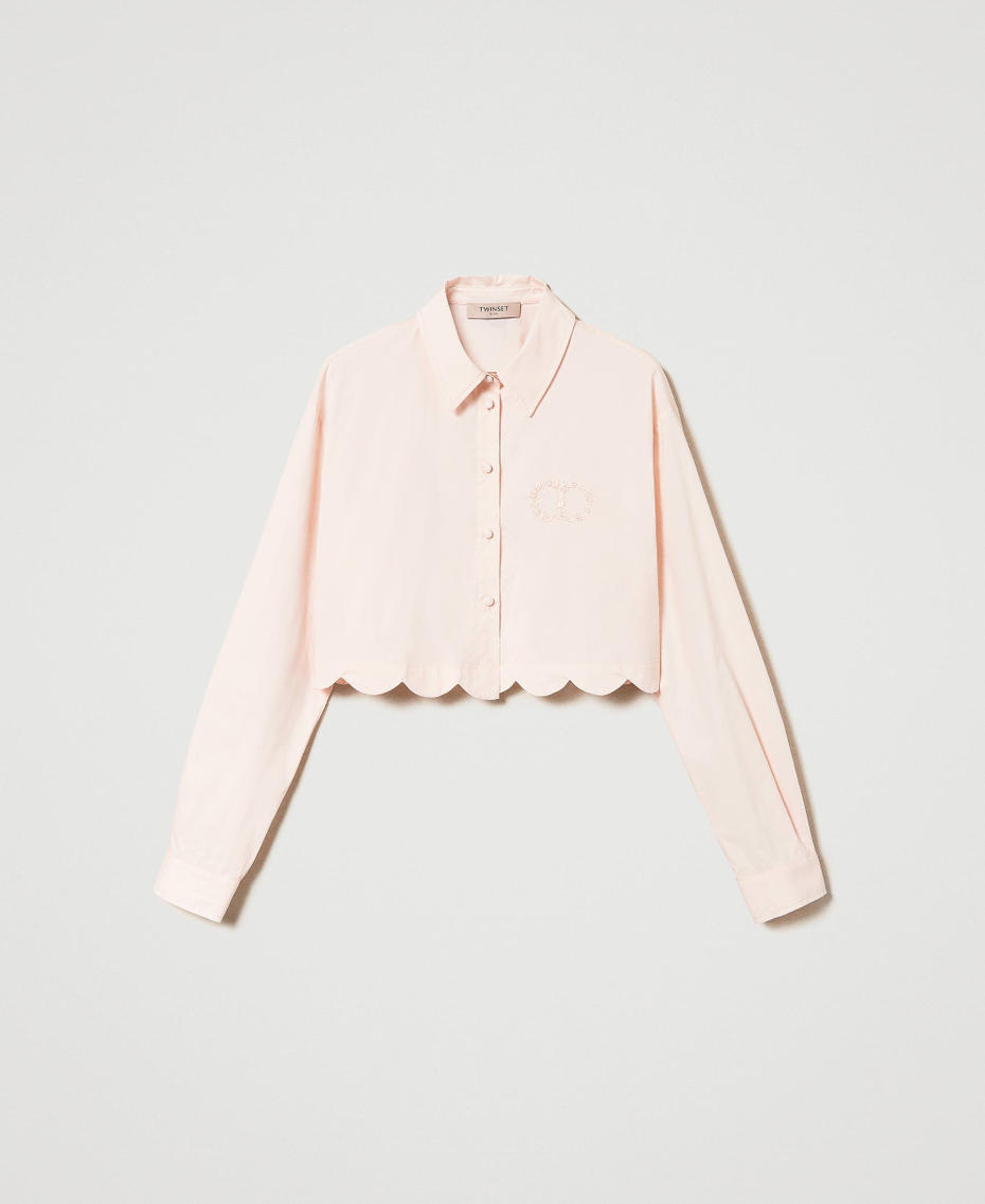 Camicia cropped in popeline con smerlo Rosa Cupcake Donna 241TP2081_00178_S0