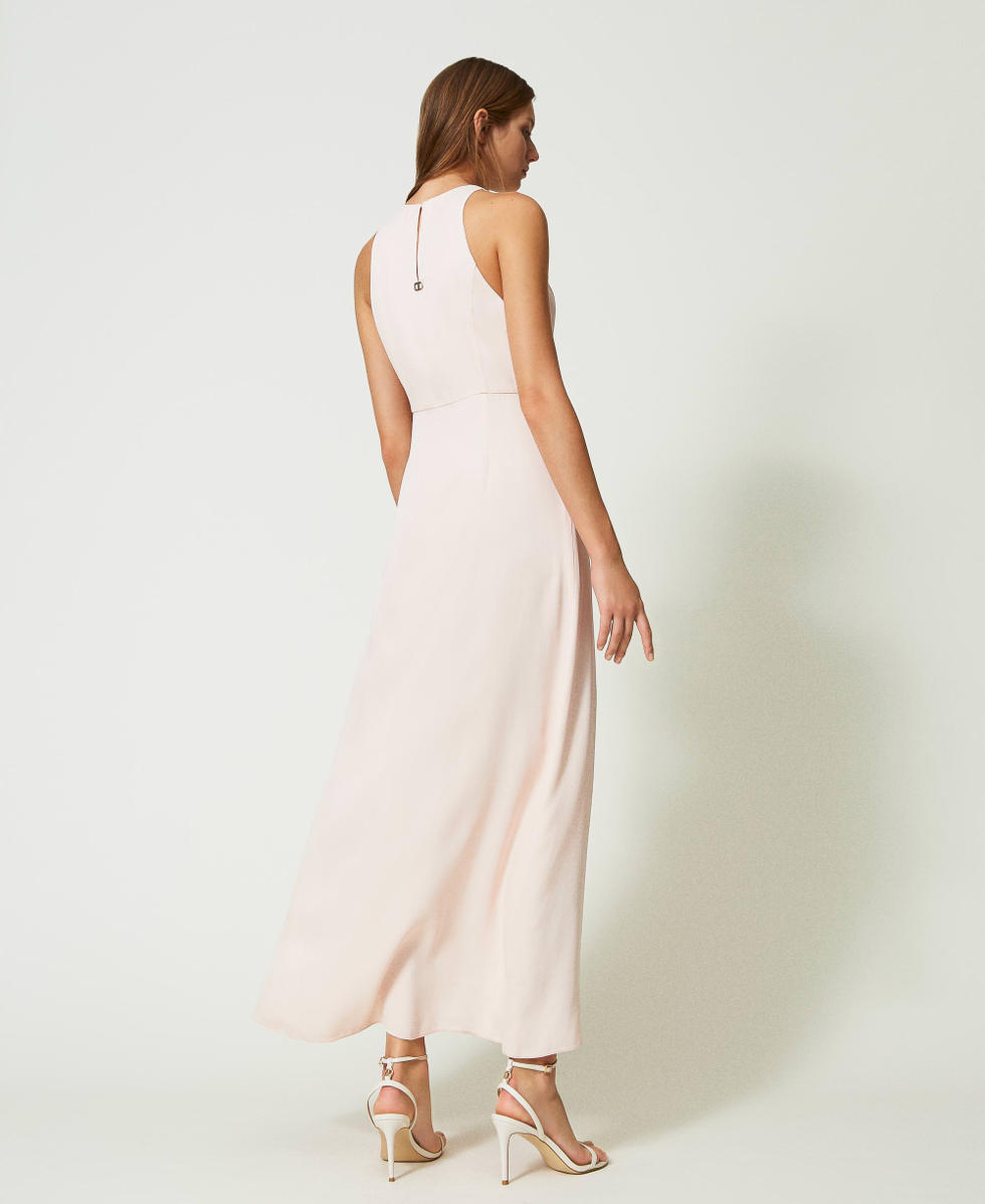 Long, asymmetric satin dress Cupcake Pink Woman 241TP2101_00178_03