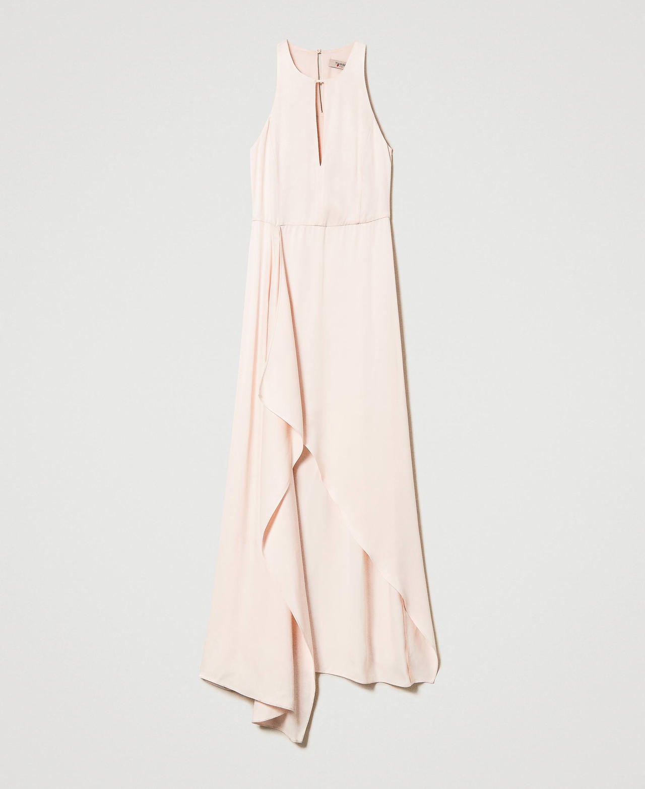 Robe longue asymétrique en satin