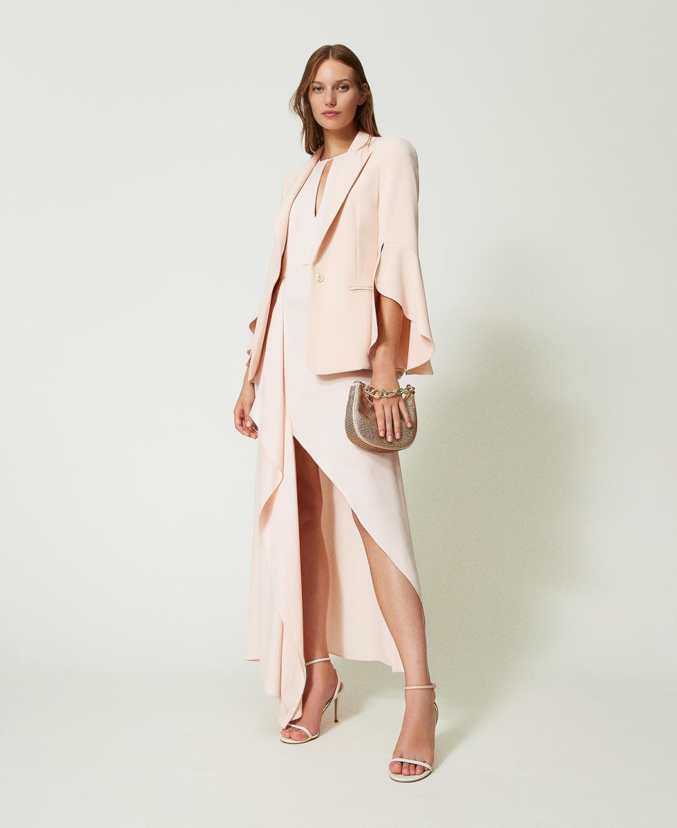 Long, asymmetric satin dress Cupcake Pink Woman 241TP2101_00178_T0