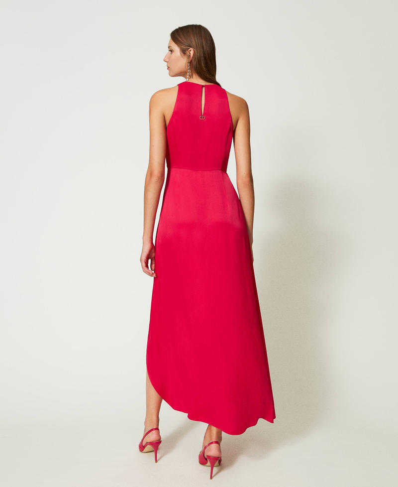Asymmetrisches Maxikleid aus Satin „Bright Rose“-Rosa Frau 241TP2101_10802_03